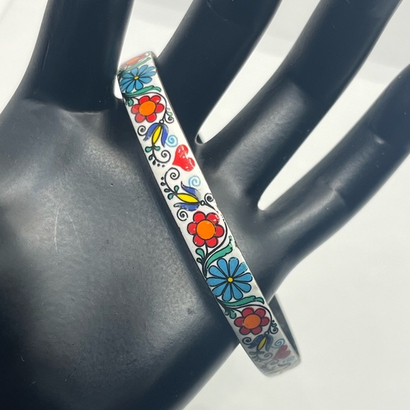 Vintage Enamel painted Bangle Bracelet Handmade in
Austria Floral Art multicolor - Picture 8 of 14